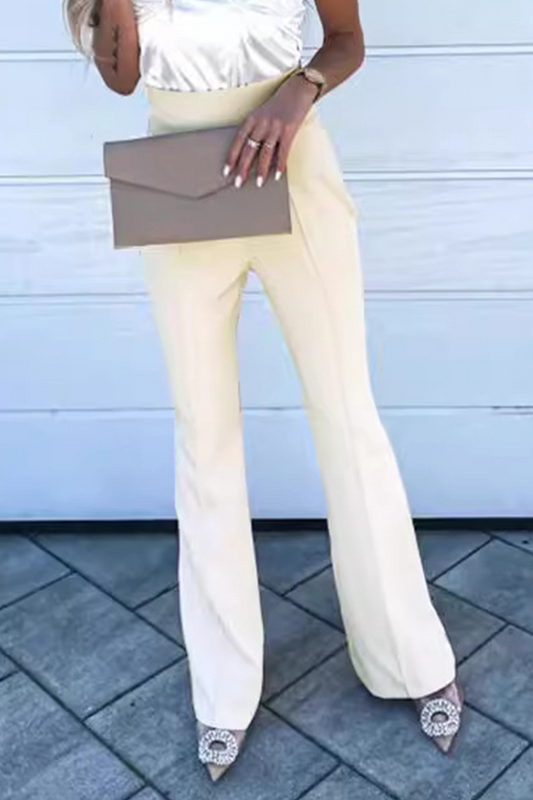 Pantalones casuales de talle alto con parches de colores sólidos para uso diario (4 colores)