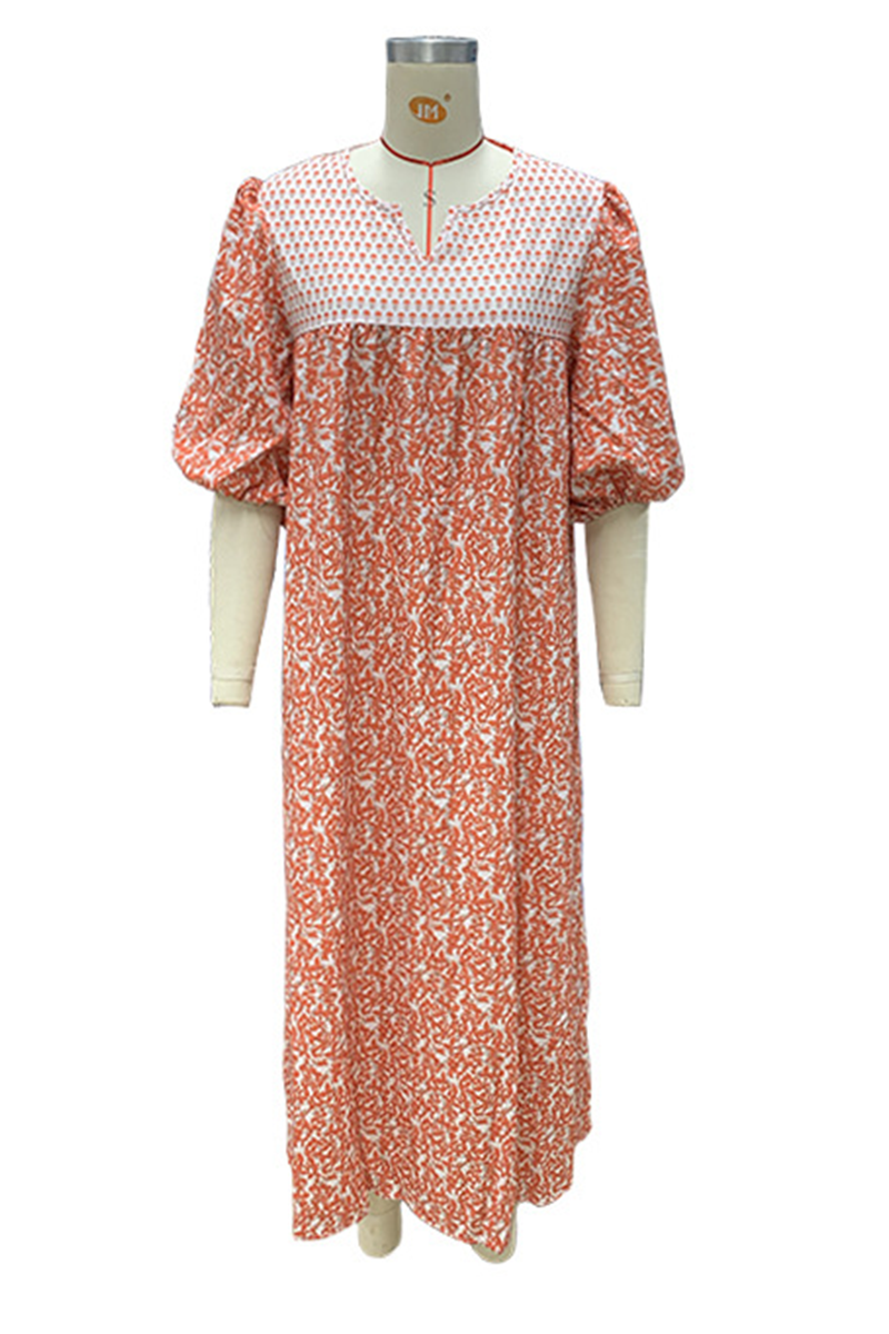 Vestidos elegantes de calle con estampado floral, patchwork, contraste, cuello en V, corte A