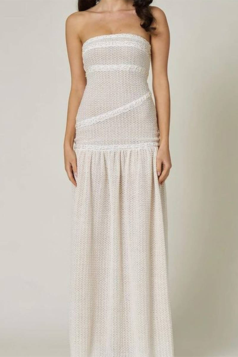 Vestidos sexys de color sólido con flores y ganchos transparentes sin tirantes