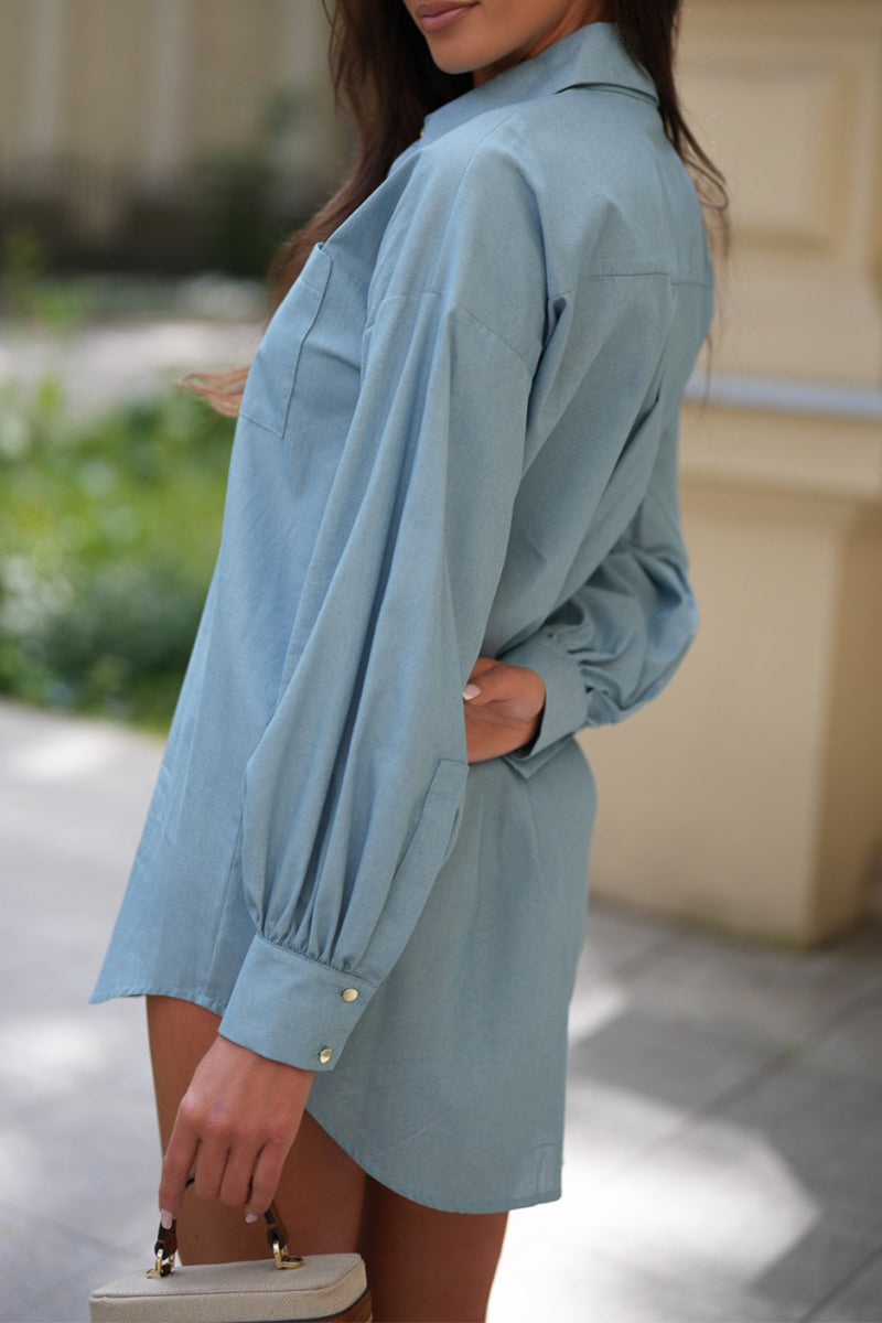 Blusas casuales de cuello vuelto con botones para uso diario