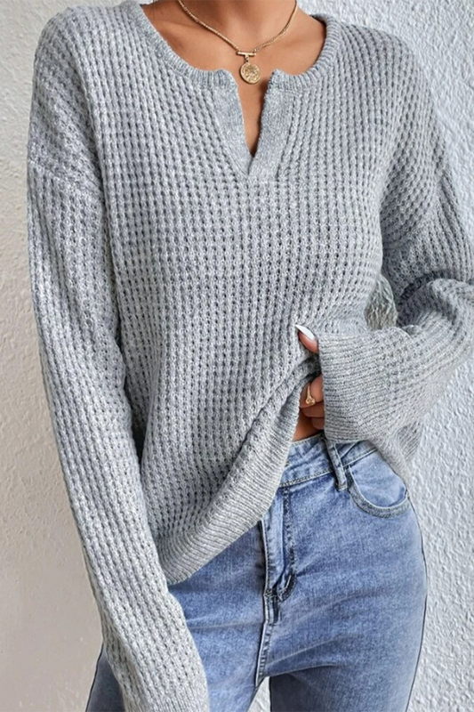 Suéteres casuales de cuello en V con patchwork de colores sólidos para uso diario