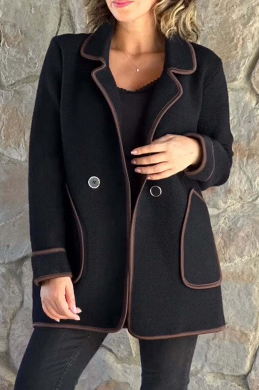 Prendas de abrigo informales con cuello vuelto, bolsillos y patchwork en contraste (4 colores)