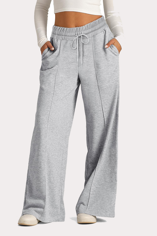 Pantalones casuales de uso diario con cordón, holgados, de cintura alta y pierna ancha (12 colores)