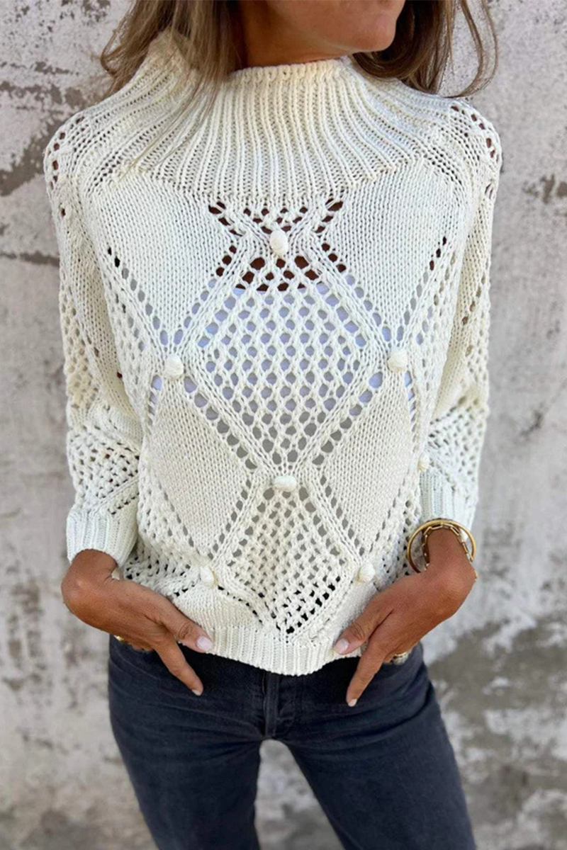 Suéteres casuales con cuello redondo, con flores y ganchos (5 colores)