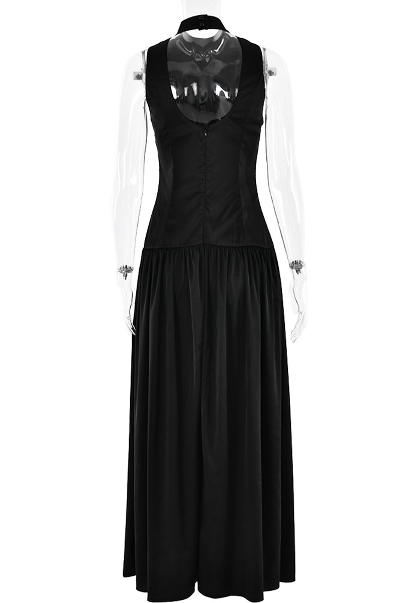 Vestidos sexys sin mangas con cuello halter fruncido y espalda descubierta