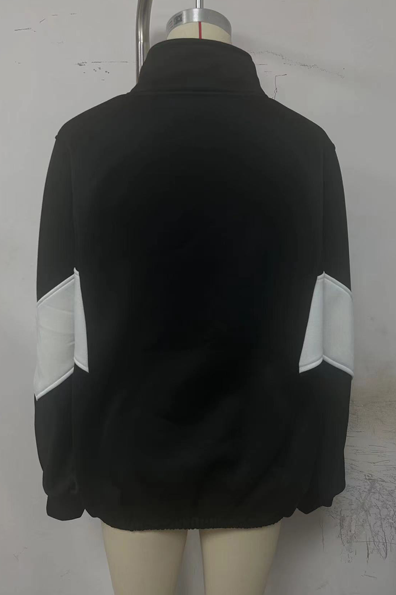 Prendas de abrigo informales con cuello mandarín, cremallera y patchwork en contraste (4 colores)