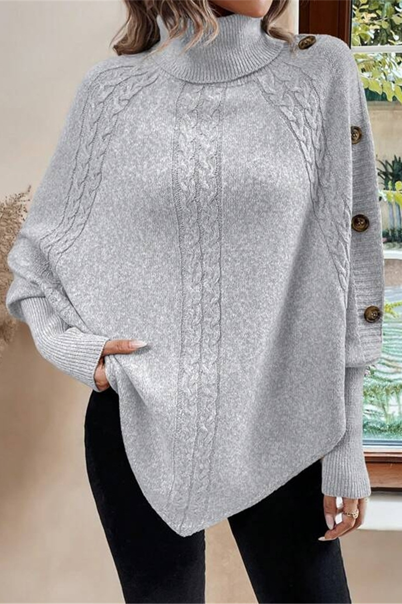 Suéteres casuales de cuello alto con botones (3 colores)