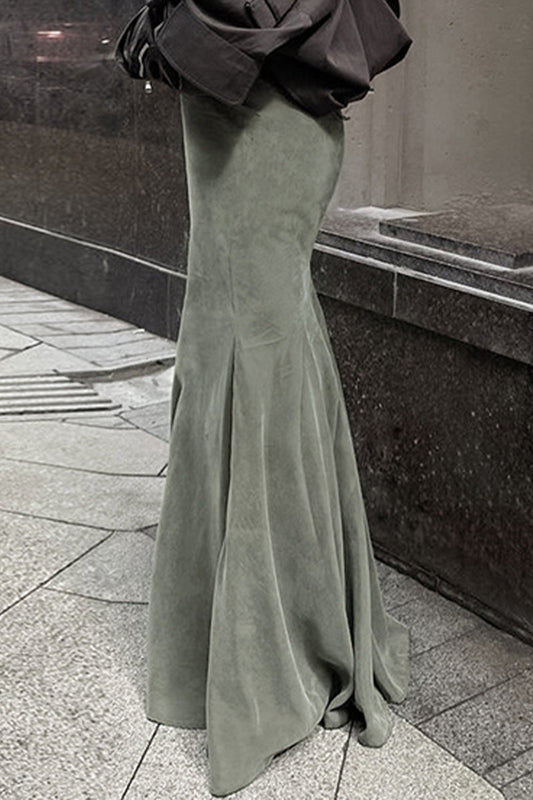 Elegante pantalón de terciopelo con cremallera y cintura alta regular
