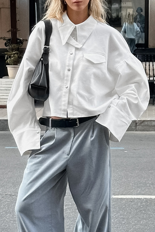 Blusas casuales de cuello vuelto con botones para uso diario