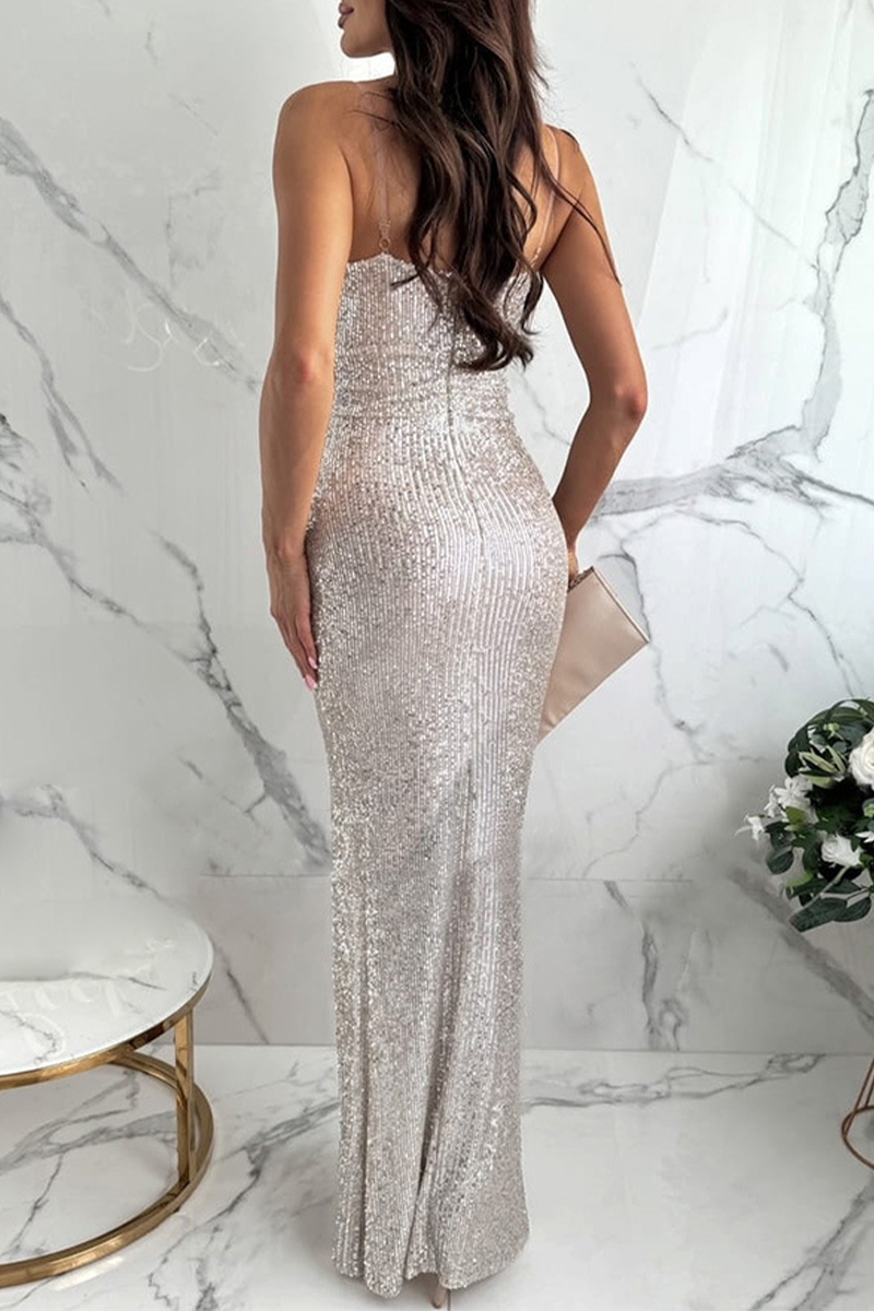 Vestidos de noche sexys con lentejuelas y escote en V