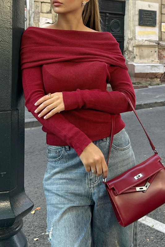Tops sexys de color sólido con hombros descubiertos y fruncidos