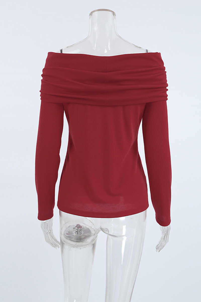 Tops sexys de color sólido con hombros descubiertos y fruncidos