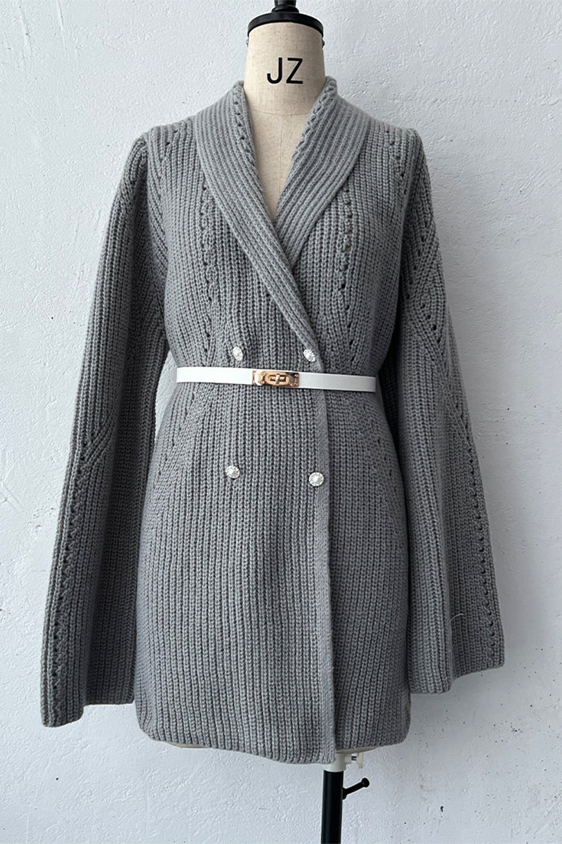 Prenda exterior informal con cinturón y cuello vuelto (3 colores)