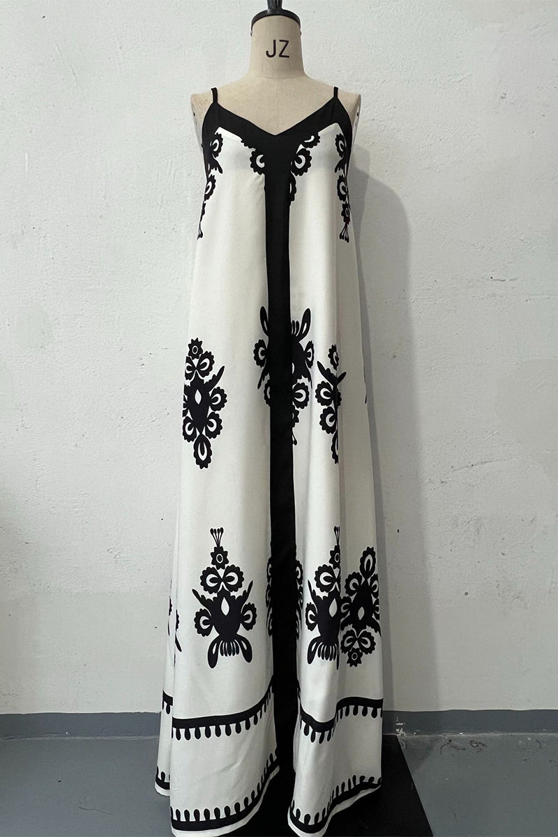Vestidos sexis de vacaciones con escote en V y estampado geométrico en contraste