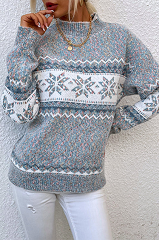 Suéteres básicos de cuello alto con copos de nieve casuales (4 colores)