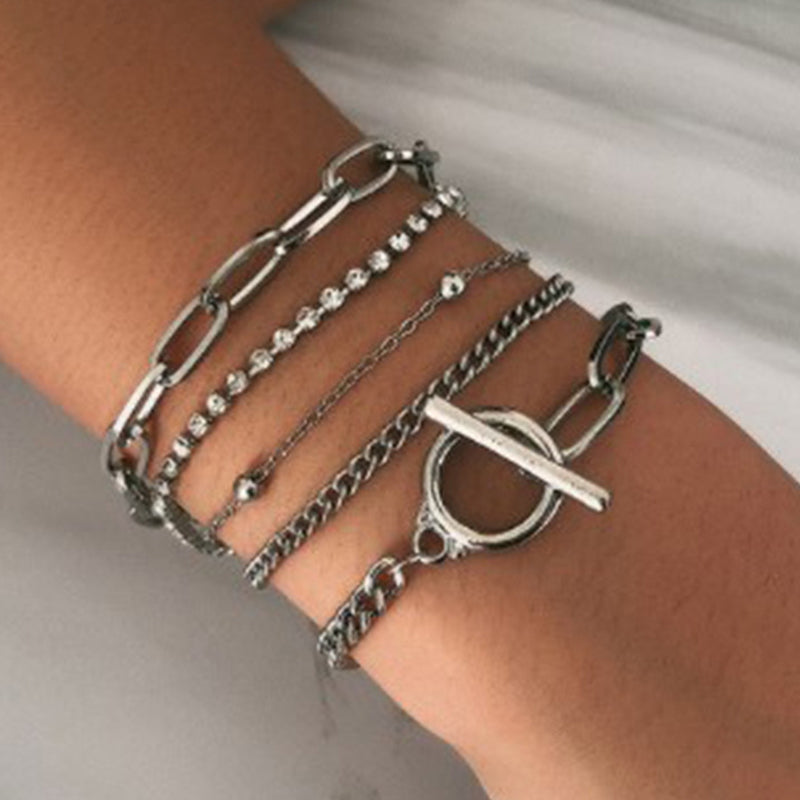 Elegantes pulseras de cadenas de patchwork