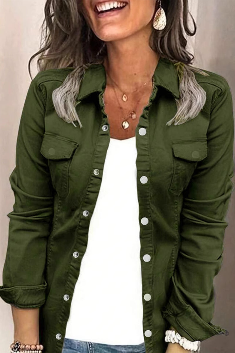 Blusas casuales de cuello vuelto con botones para uso diario (3 colores)