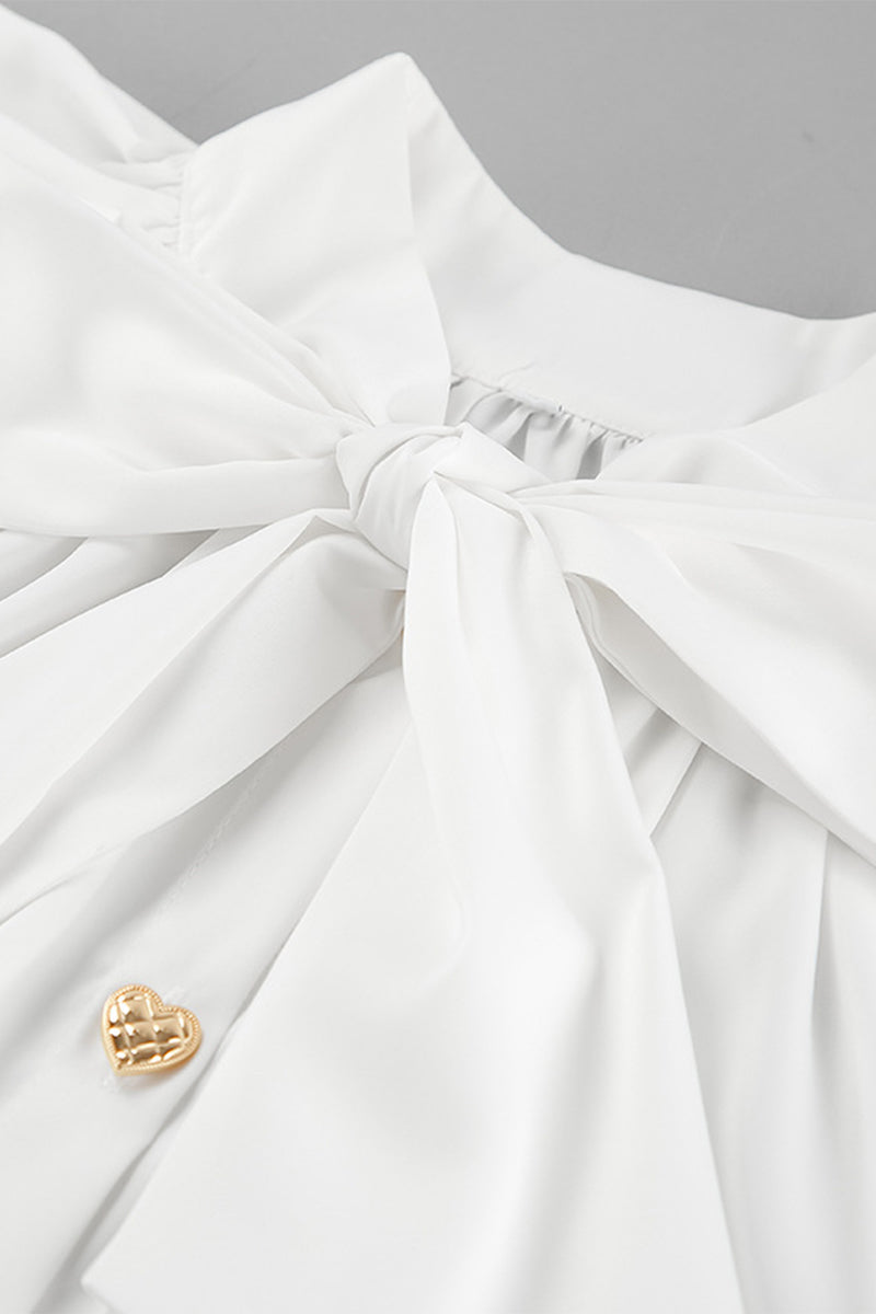 Elegante vestido de corte A con cordones, hebilla y cuello de cinta (3 colores)