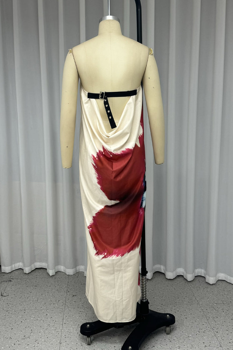 Vestidos largos informales sin tirantes, ajustables, con estampado floral y espalda descubierta para vacaciones