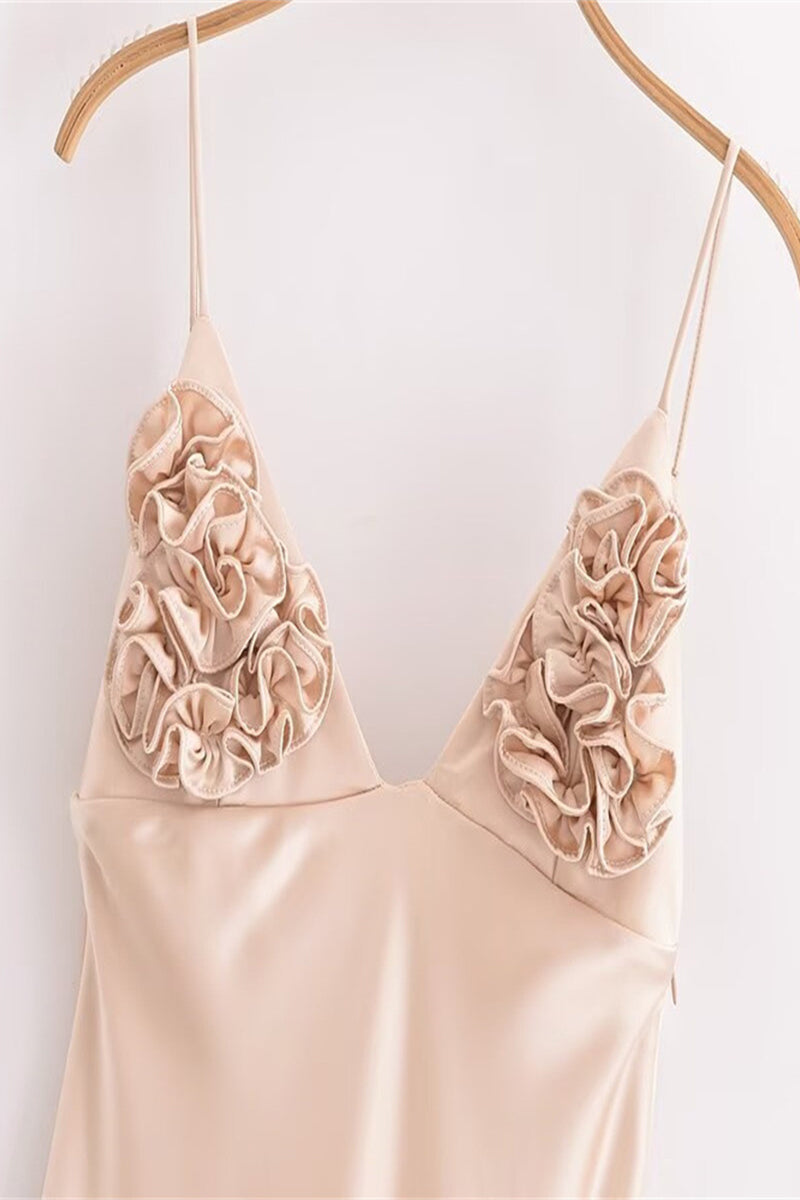 Vestidos sexis con cuello en V y flores de patchwork