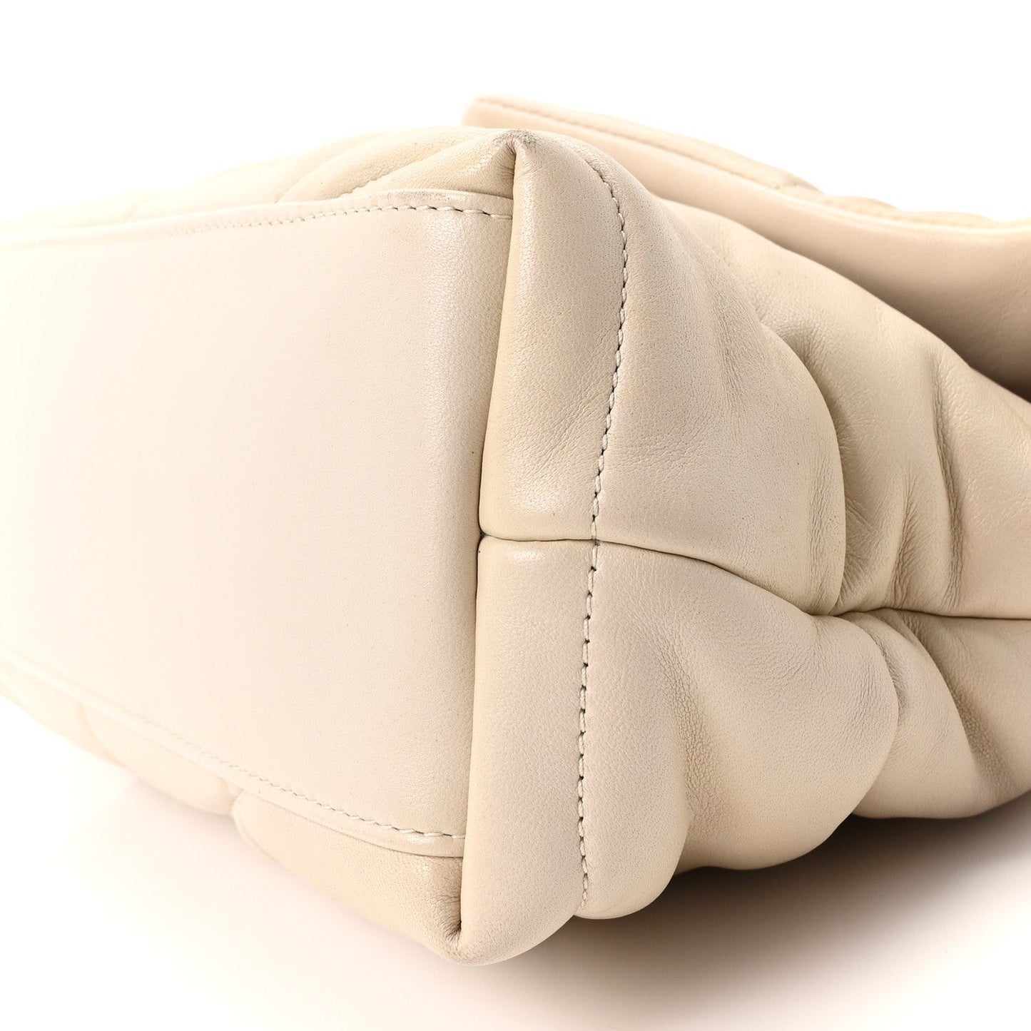 Lambskin Quilted Small Loulou Puffer Monogram Chain Satchel Crema Soft