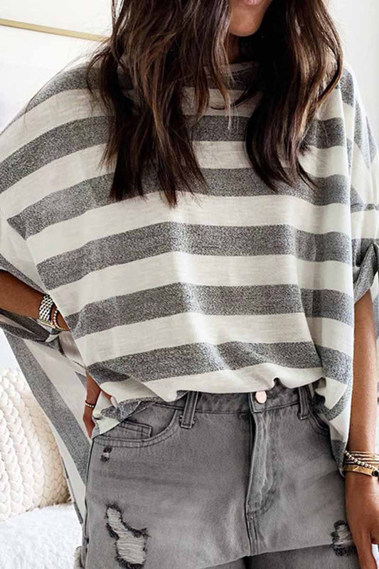 Striped Loose Round Neck Top