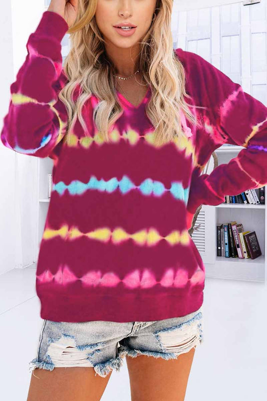 Sudadera informal con capucha y estampado de rayas de colores