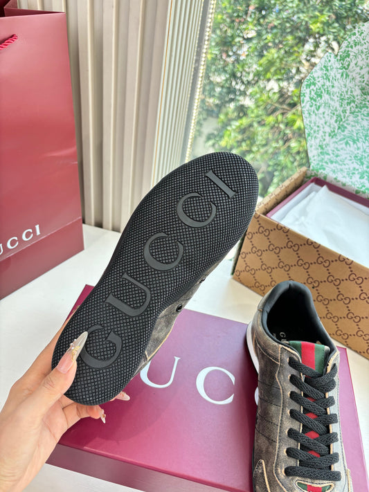 Gucci Shift Damensneaker Varianten Schwarzes Vintage Grey Brown Leder 506843