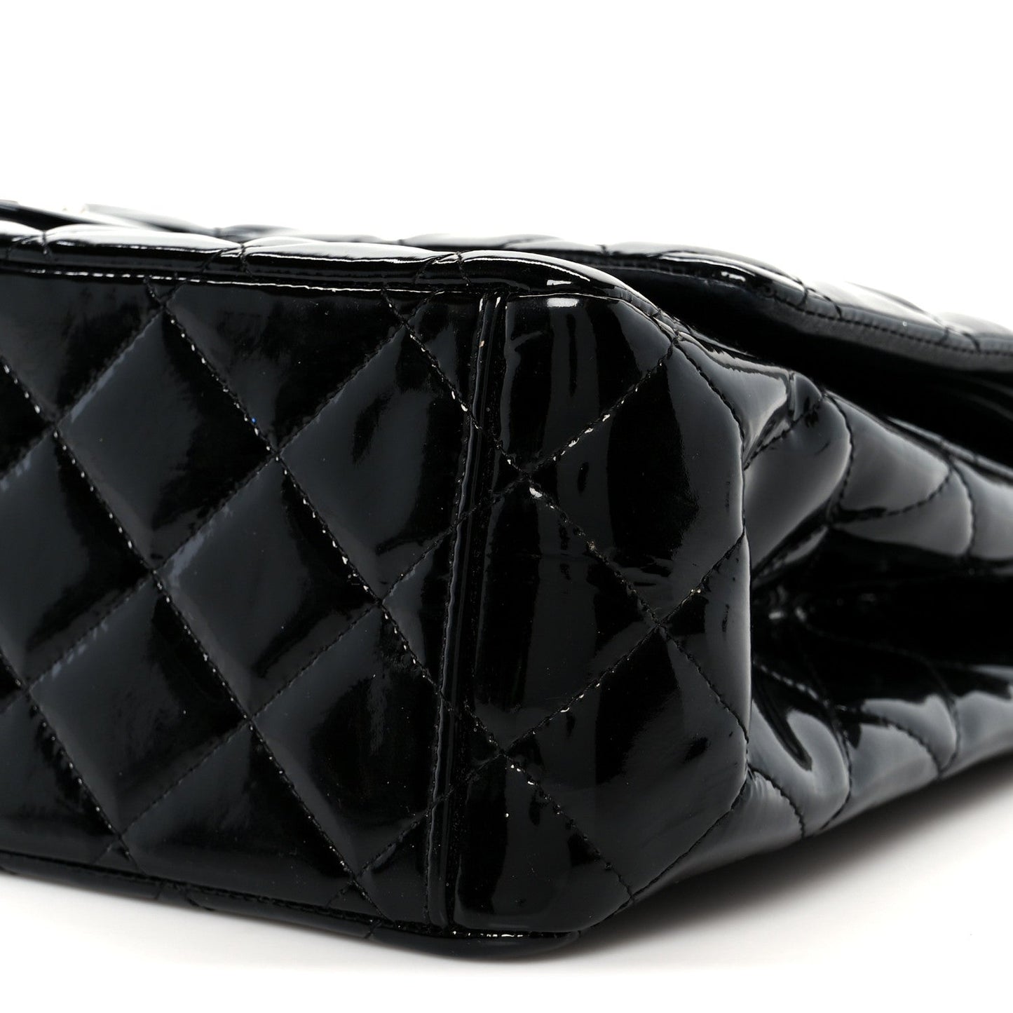 Patent Quilted Maxi Double Flap Black