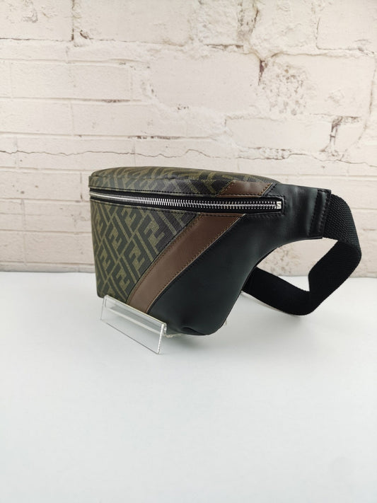 Fendi Zip Belt Bag Zucca Coated Canvas and Leather