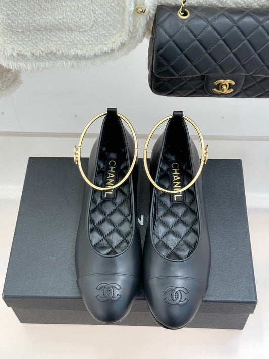 CC 26C Ribbon Double C Camellia Mary Jane Black Lambskin