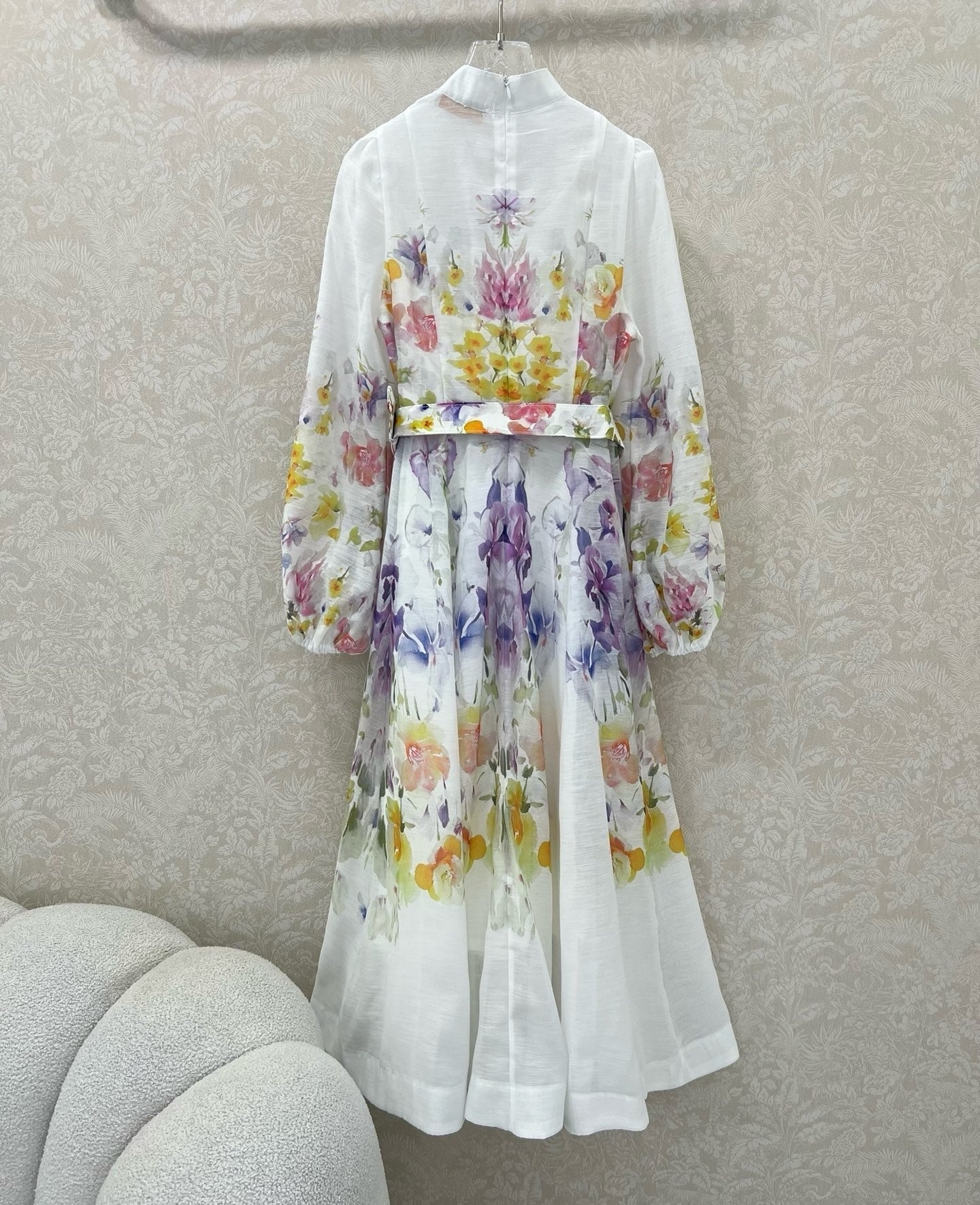 ZIMMERMANN LONG DRESS WITH A STAND COLLAR 275117
