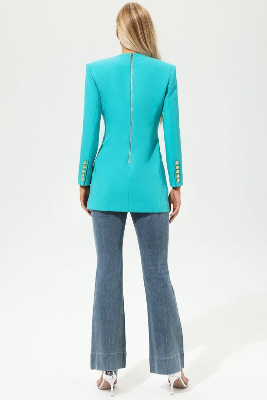 Blazer de manga larga azul lago