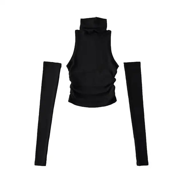 2025 New Spicy Girls Y2k Tops Oversleeve Sexy Turtleneck Tank Top for Women’s Slim Fit Short tshirt Skinny Streetwear Crop Top