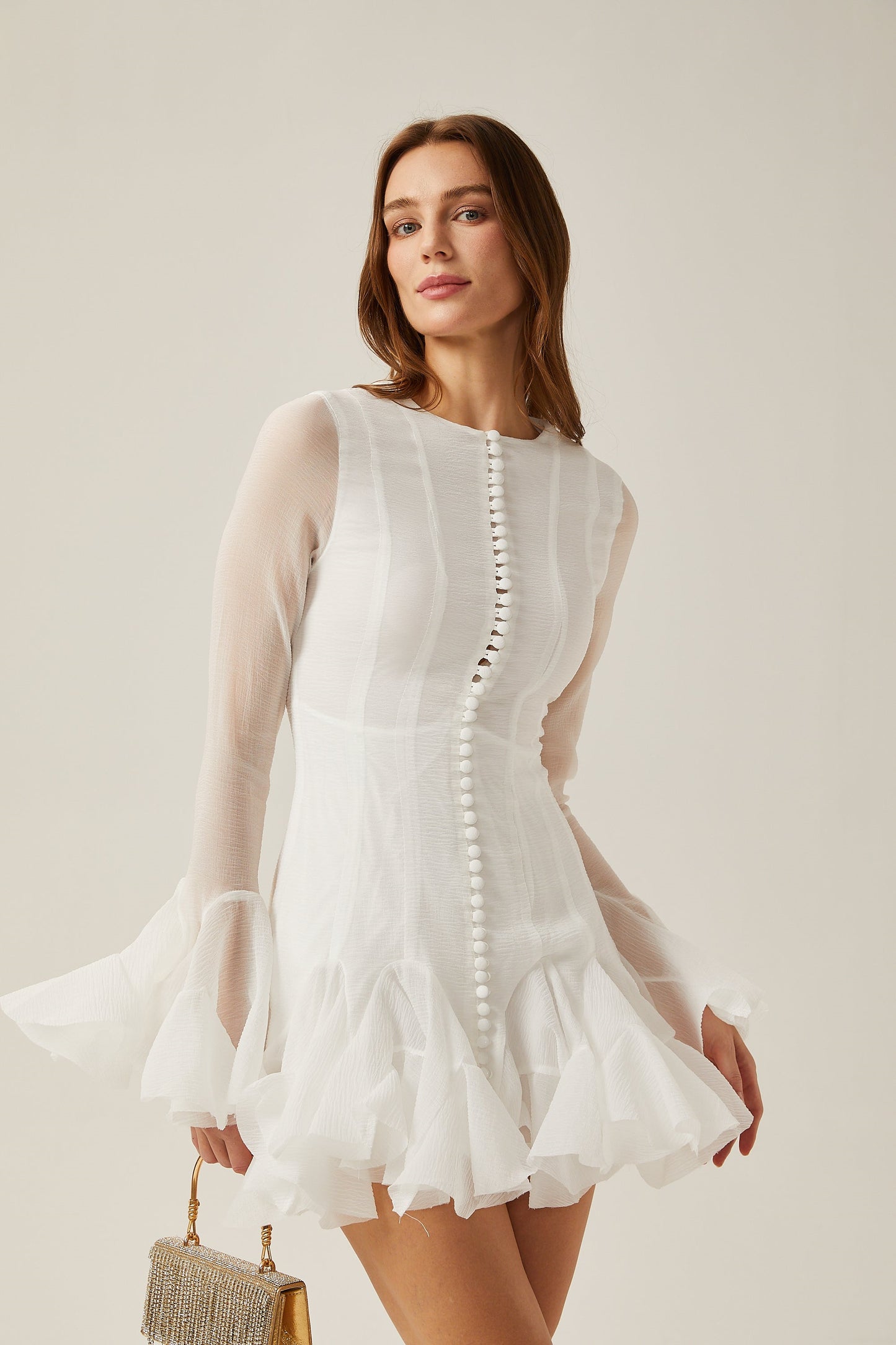 Leila Semi-sheer Flare Mini Dress