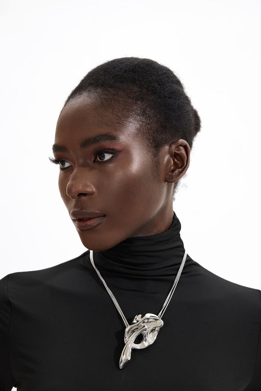 Metal Silver Layered Necklace