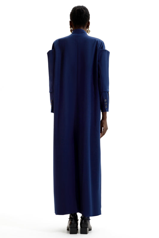 Abrigo midi con cuello alto y empalme