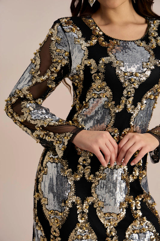 Minivestido transparente con bordado de lentejuelas Vivien