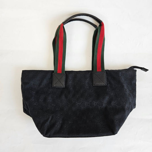 Gucci Navy Blue/Black GG Canvas Web Handle Tote