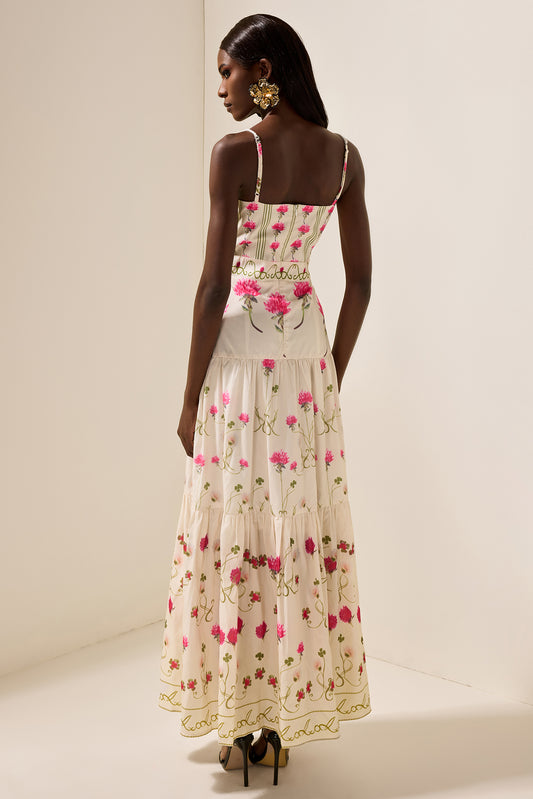 Vestido midi de cintura cónica con estampado floral