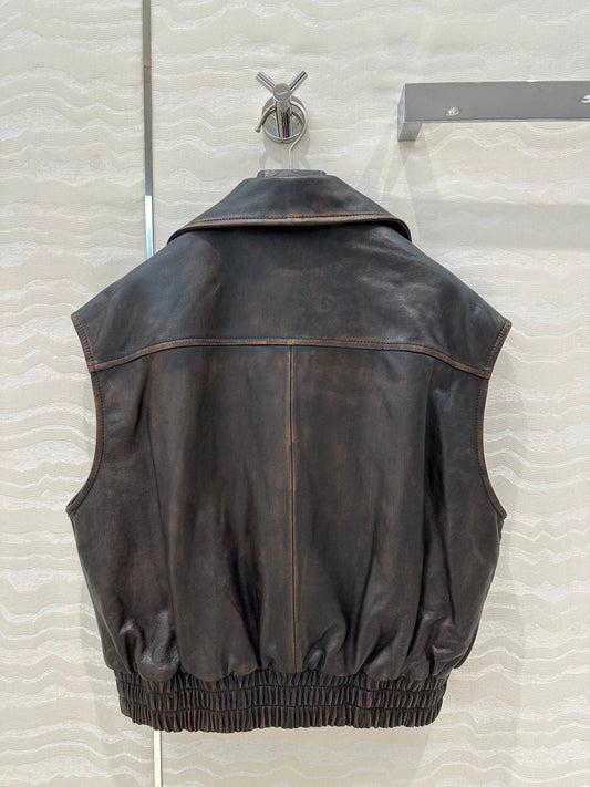 Miumiu 25 Jacket Vest Black Brown Lambskin