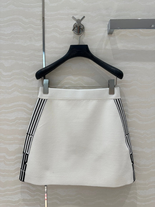 CD Short Skirt White Viscose Polyamide