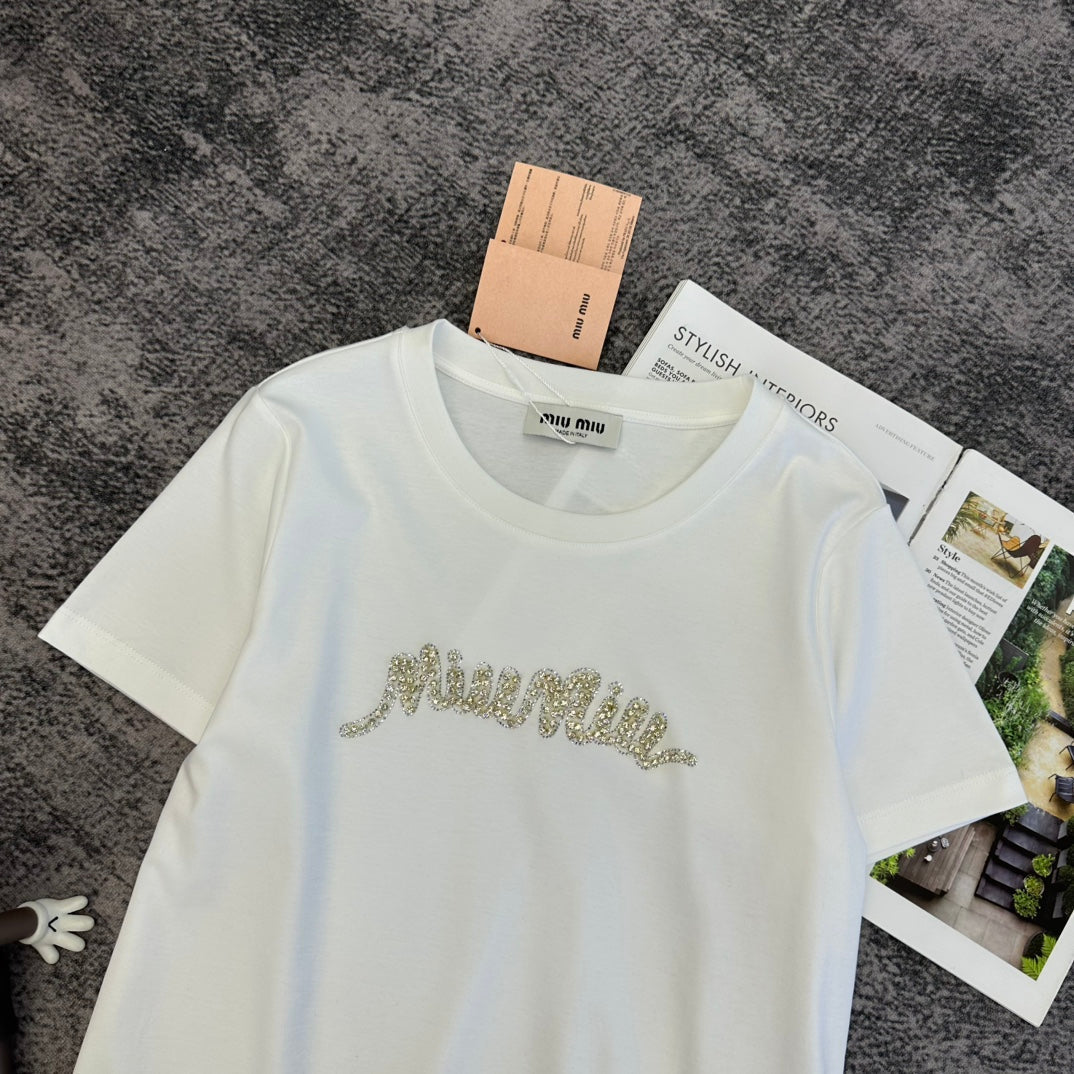 Miu SS26 Short-Sleeve T-Shirt Cotton 350689