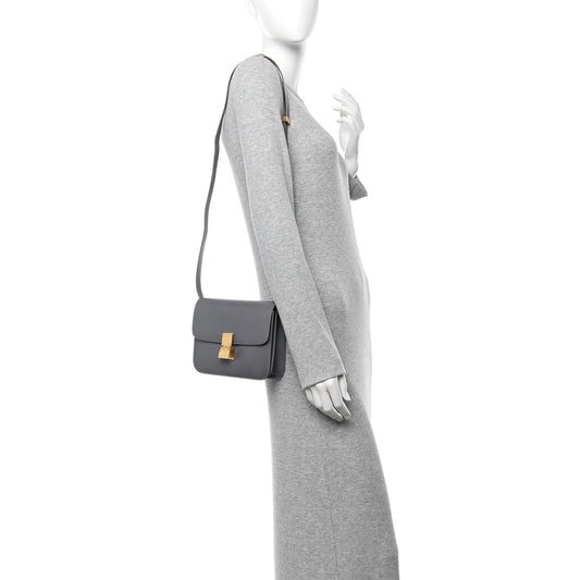 Box Calfskin Teen Classic Box Flap Bag Light Charcoal
