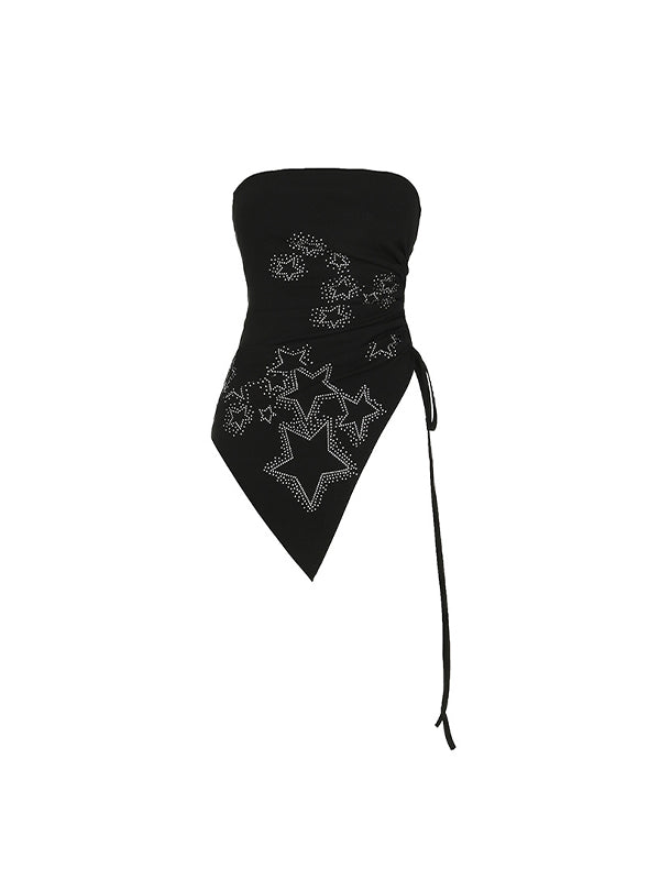 Black Y2k Hot Diamond Bandeau Top