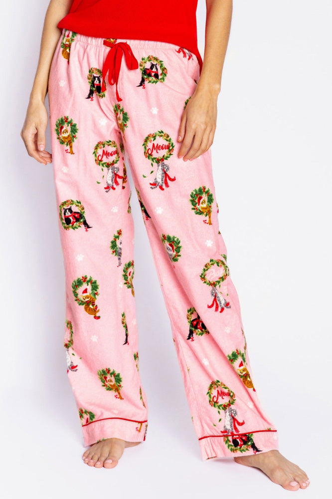 Kitten Wreath Print Pajama Set