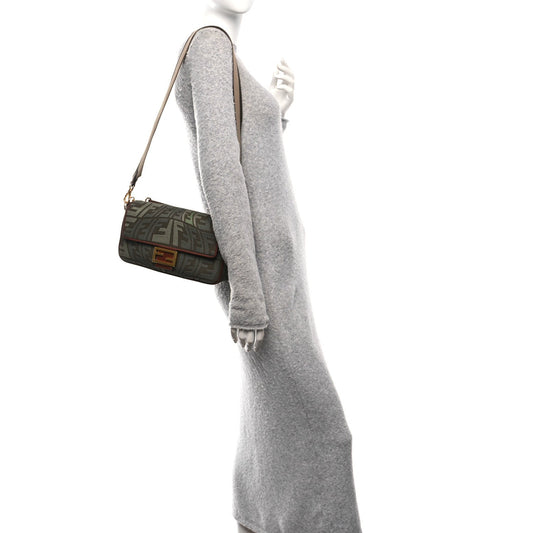 X SARA COLEMAN Canvas Vitello King FF Fish Eye Embroidered Baguette Amazzonia Ghianda