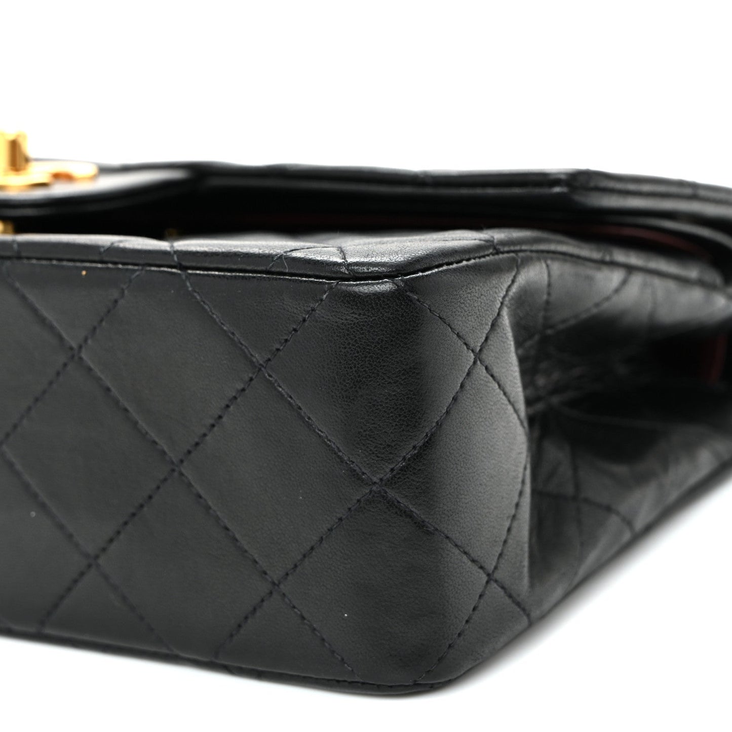 Lambskin Quilted Small Double Flap Black