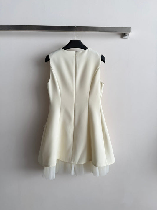 CC Bow-Tie Sleeveless Dress Light Cream Polyester 352970
