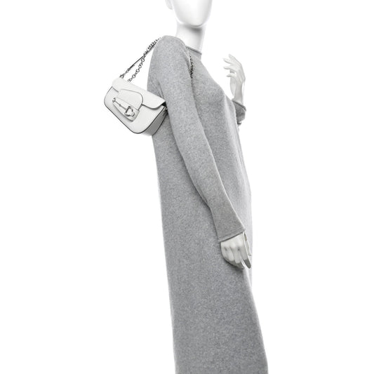 Demetra Mini Horsebit 1955 Asymmetric Shoulder Bag Great White